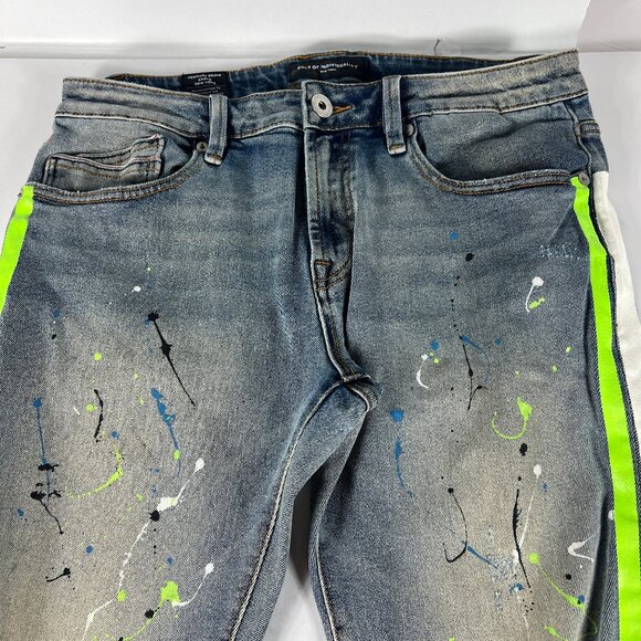 Cult Of Individuality Jean Men 33x31* Rocker Slim Paint Splatter Denim Tag 32x33 - Picture 2 of 16